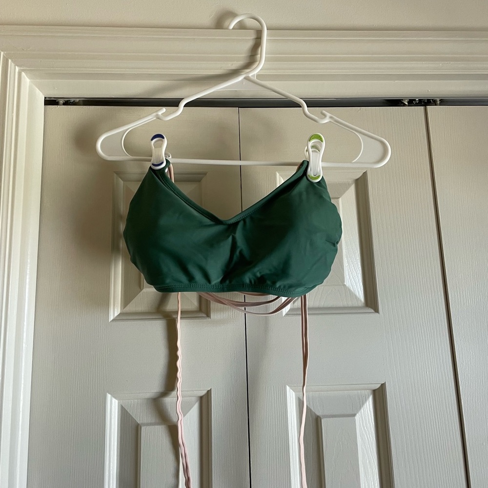 Xhilaration Green Bikini Top with Pink Straps